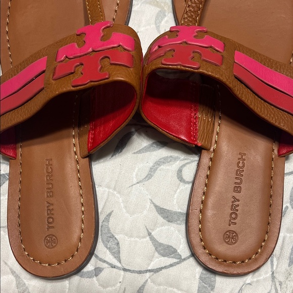 Tory Burch Brown and Pink Slide Sandals - Picture 5 of 6